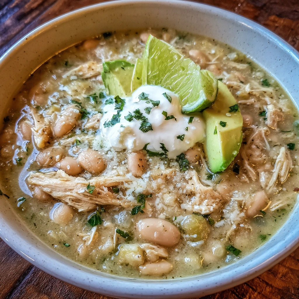 Bowl of creamy crockpot chicken wild rice soup with carrots and celery