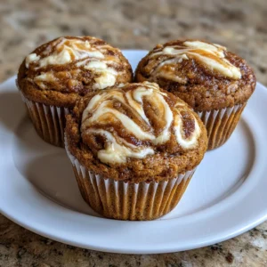 Muffins stacked on a plate with creamy tops and golden edges